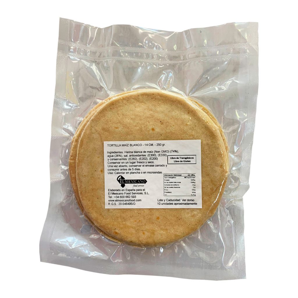 Tortillas de Maíz Blanco 15 cms El Mexicano 250 g María la Bonita